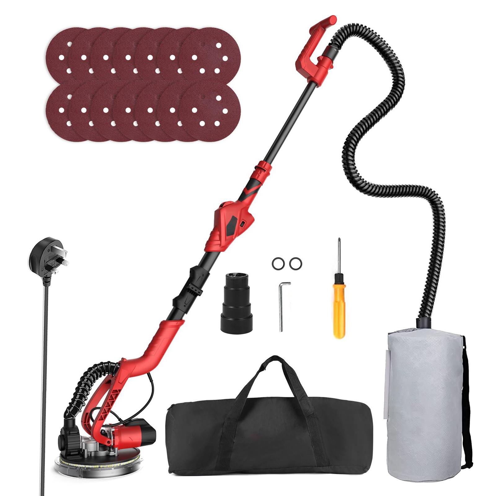 

Гипсокартонная шлифовальная машина 750 Вт с 14 шлифовальными дисками, 6 переменными скоростями, 1000–1850 об/мин, электрическая UK Plug красный