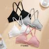 Ladies Sexy Fashion Removable Breathable Threaded Cotton Ribbon Cross Fitness Yoga Bra Women
