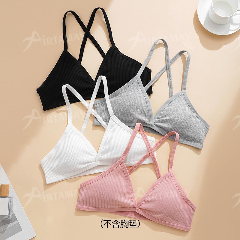 Ladies Sexy Fashion Removable Breathable Threaded Cotton Ribbon Cross Fitness Yoga Bra Women