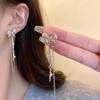 Bow Tassel Long Earrings Women's High-end Sense Cold Wind Versatile Earrings European and American Exaggerated Personalized Earrings