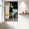 Sexy Woman Vintage Car Gas Pump Retro Tin Sign, Rustic Nostalgic Metal Poster for Bar Pub Home Wall Decor, 8x12 Inch Aged Art Ti