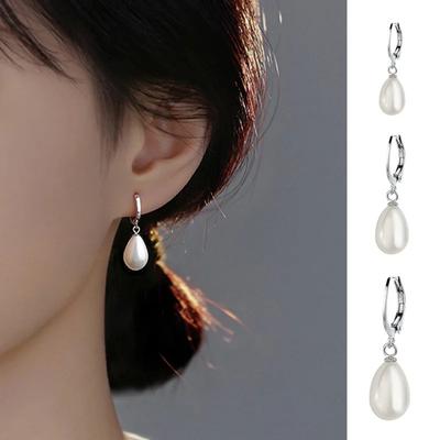 1 sztuka Kolczyk wiszący z białej perły barokowej 8mm-12mm ze srebra 925 dla kobiet Klasyczna biżuteria Fine Minimalistyczny dodatek
