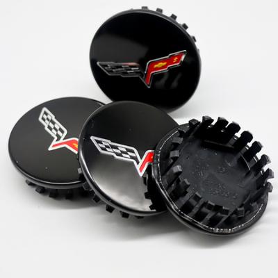 4x Schwarz Weiß Radkappe Mittelkappe Für 2008-2013 Corvette Gekreuzte Flagge 68mm