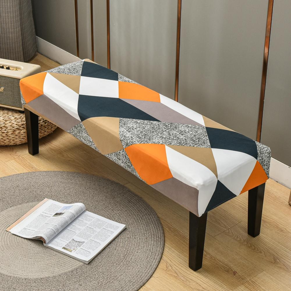 Dining Bench Cover Stretch Upholstered Bench Slipcover Printed Bench Seat Protector Rectangle Bench Covers for Dining Room Bedroom Living Room Kitchen