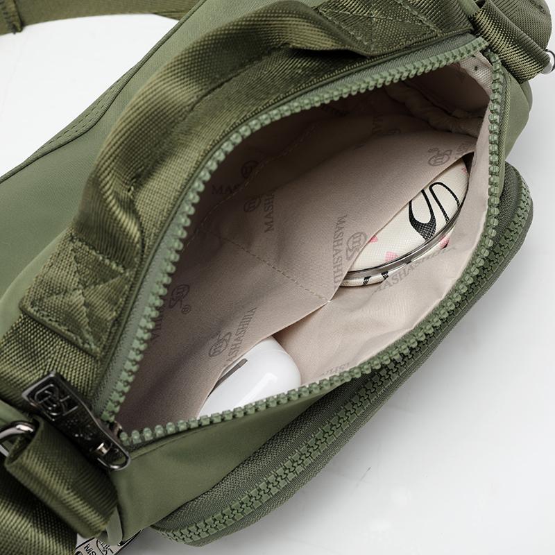 Cylinder Women's Bag Solid Color Nylon Bag Mobile Phone Bag Shoulder Crossbody Bag