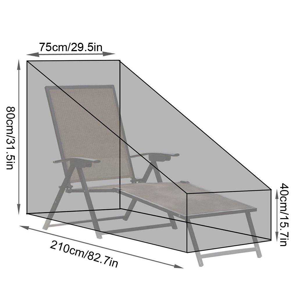Outdoor Waterproof Folding Chaise Lounge Chair Cover Anti rust(210D outer black&inner silver)