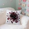 4 Stück Schwarzes Rotes Rosen-Etui Plüschstoff Weiche Kissenhülle Doppelseitiger Druck Kissenbezug Haushaltsgeschenke