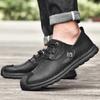2025 autumn and winter new men's casual leather shoes large size one pedal hand-stitched lace-up outdoor tooling shoes