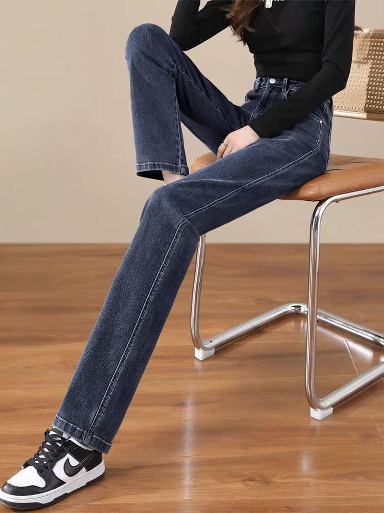 High-Waisted Slim-Fit Straight-Leg Jeans for Women - 2025 Spring/Summer Tall Figure Stretch Cigarette Pants