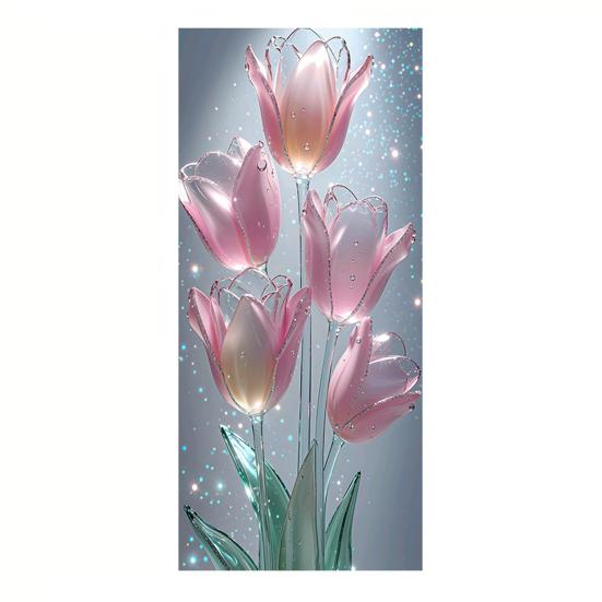 

Цветы Пленка для оконной приватности Витраж Тюльпан Бабочка Статичная наклейка на стекло для дома Кухни Офиса Ванной комнаты C