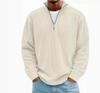 2026 Autumn Men's Casual Corduroy Polo Shirt with Stand-up Collar and Zipper
