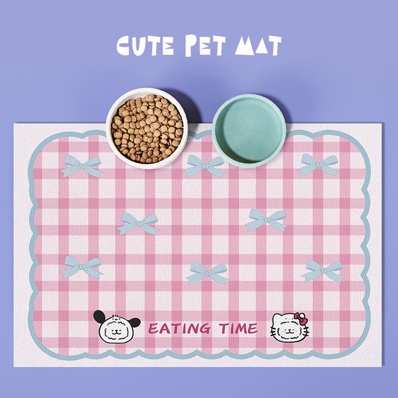 Cat & Dog Feeding Mat: Absorbent, Non-Slip Placemat - Easy Clean, Stain Resistant with Cartoon Design