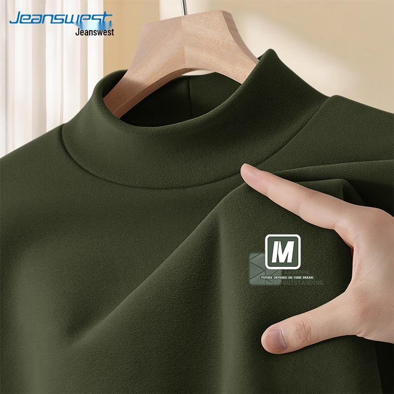 Jeanswest Men s Thermal Double-Sided Fleece High-Neck Long-Sleeve T-Shirt 3XL
