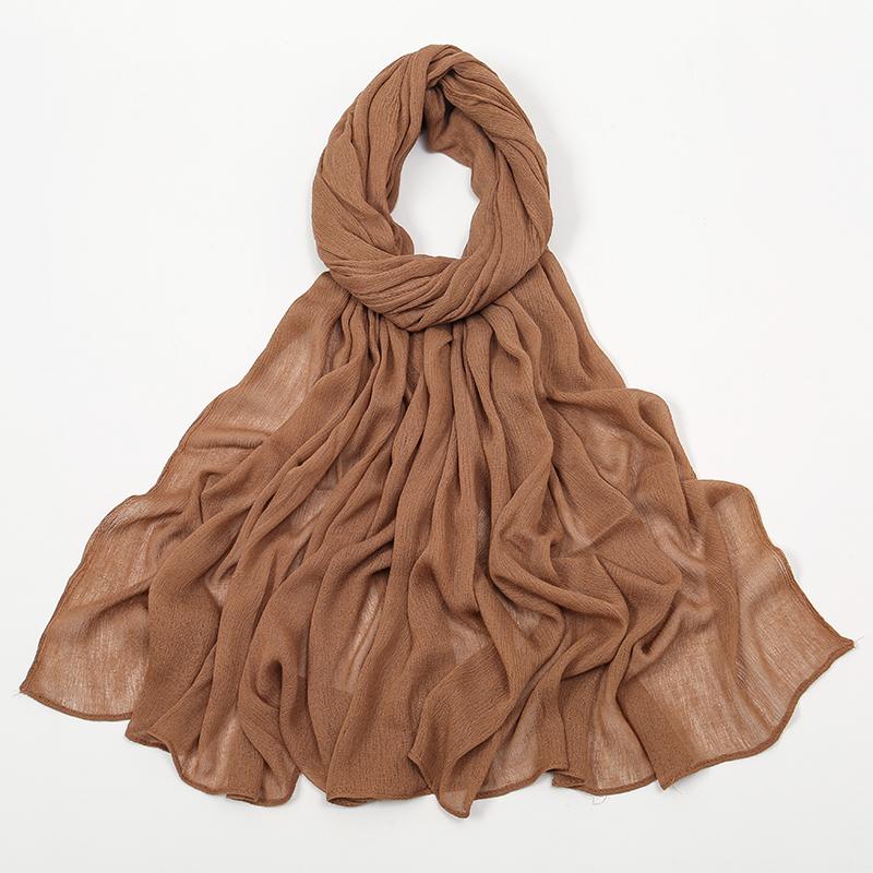 Crinkle Muslim Women Hijab Wrinkle Rayon Headscarf Solid Color Women's Turban Plain Viscose Cotton Musulman Femme Shawl Ramanda