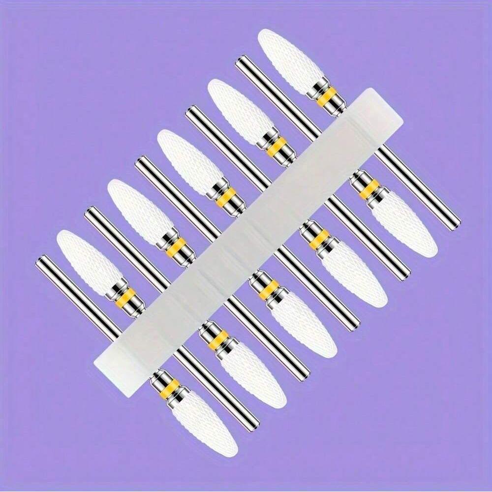 10pc/Set Ceramic Milling Cutter Nail Drill Bits Burr Gel Polish Remove Tools Cuticle Electric Manicure Files Kit Accessories