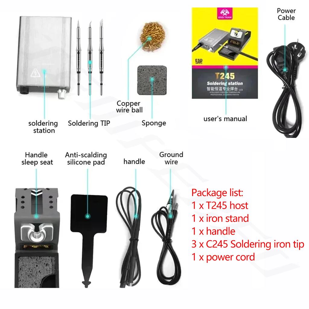 OSS T115 T210 T245 Soldering Station Professional Soldering Iron Tips Stand for Cell Phone Repair Welding Mechanic Tools Kit Set