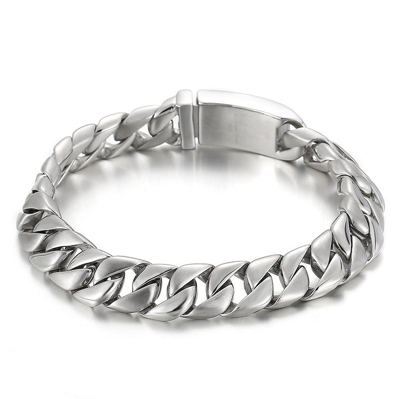 12MM Fashion Men Stainless Steel Thick Cuban Chain Bracelet Jewelry
