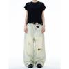 Madwitch American Street Style Post-Apocalyptic Ripped Jeans for Men and Women, Loose Casual Wide-Leg Straight-Leg Distressed Pants