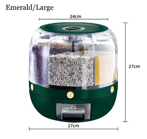 New Design Kitchen Rotating Airtight Rice Dispenser Storage Box Nordic Kitchen Cereal Food Rice Grain Sealed Container Dispenser 12L
