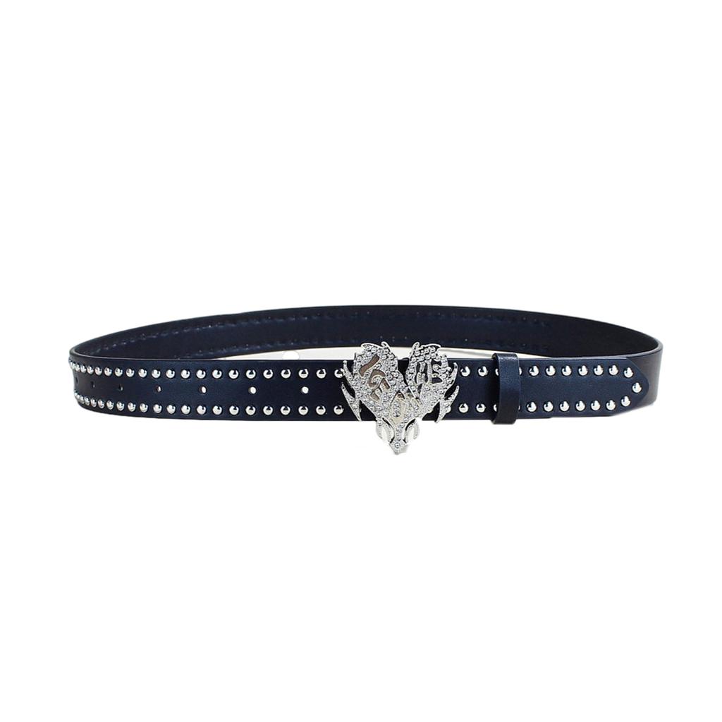 Punk PU Leather Belt with Heart Buckle Rivet Studded Belt for Female Cool Waiststrap for Pants Jeans Simple Waist Decors