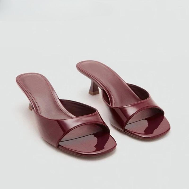 2026 Sommer Quadrat Offene Zehenpartie Damen Hausschuhe Schlicht zum Hineinschlüpfen Dicke Sohle Kleiderschuhe Outdoor Tägliche Abnutzung Pantoletten Schuhe