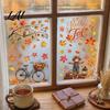 Thanksgiving Home Decor 6 Sheets Autumn Harvest Static Window Stickers Maple Leaves Scarecrows Bicycle Owl Transparent PVC Decals Decals Reusable