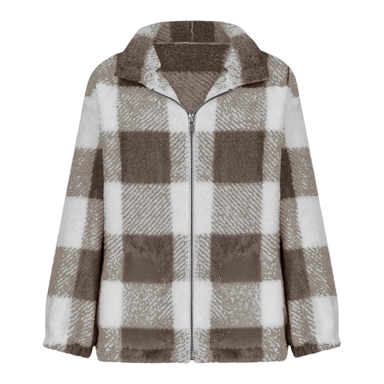 

Женская клетчатая куртка на молнии, свободная, плюшевая, повседневная L