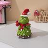 Decorative Resin Crafts Christmas Green Monsters Ornament with Santa Hat And Scarf, Frog Party Supplies Figurine for Home Decoration, Outdoor