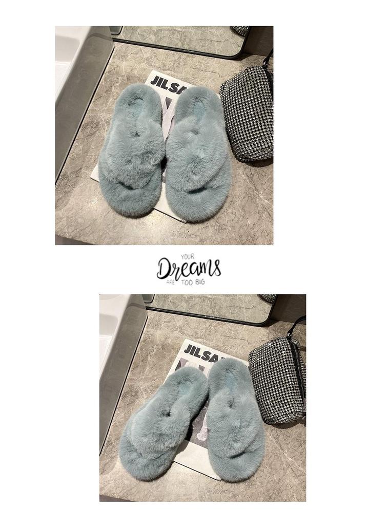 2025 Women's Open Toe Cross-Strap Fur Slippers: Autumn/Winter Fashion, Thick Sole, Height Boosting
