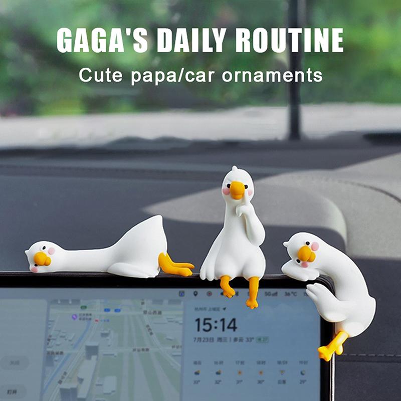 Resin Cartoon Animal Decor For Desk Car Dashboard TV Monitor Gift Idea Cute 3D Duck Figurine Mini Resin Duck Ornament Playful