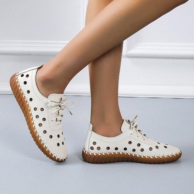 

Новейшие дизайнерские женские дышащие оксфордские кроссовки на плоской подошве, женские повседневные кожаные полые мокасины на шнуровке, лоферы 40 бежевый