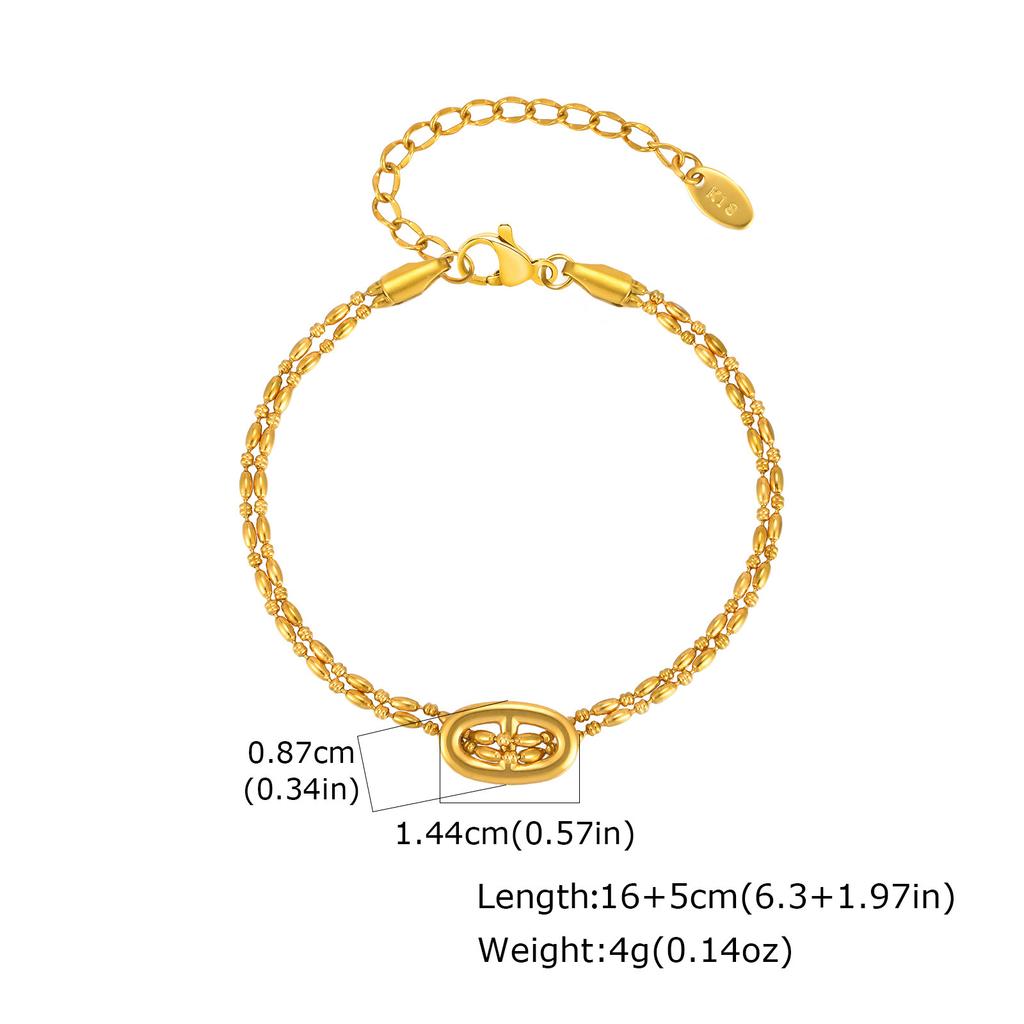 Wind Exquisite Women'S Stainless Steel Multi-Style Double-Layer Chain Bracelet Stackable Jewelry Br-2522