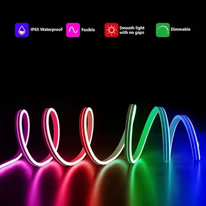 RGB Neon LED Streifen Bluetooth APP Fernbedienung Musik Sync Flexibles Bandlicht für DIY Raum Gaming TV Hintergrundbeleuchtung Partybeleuchtung