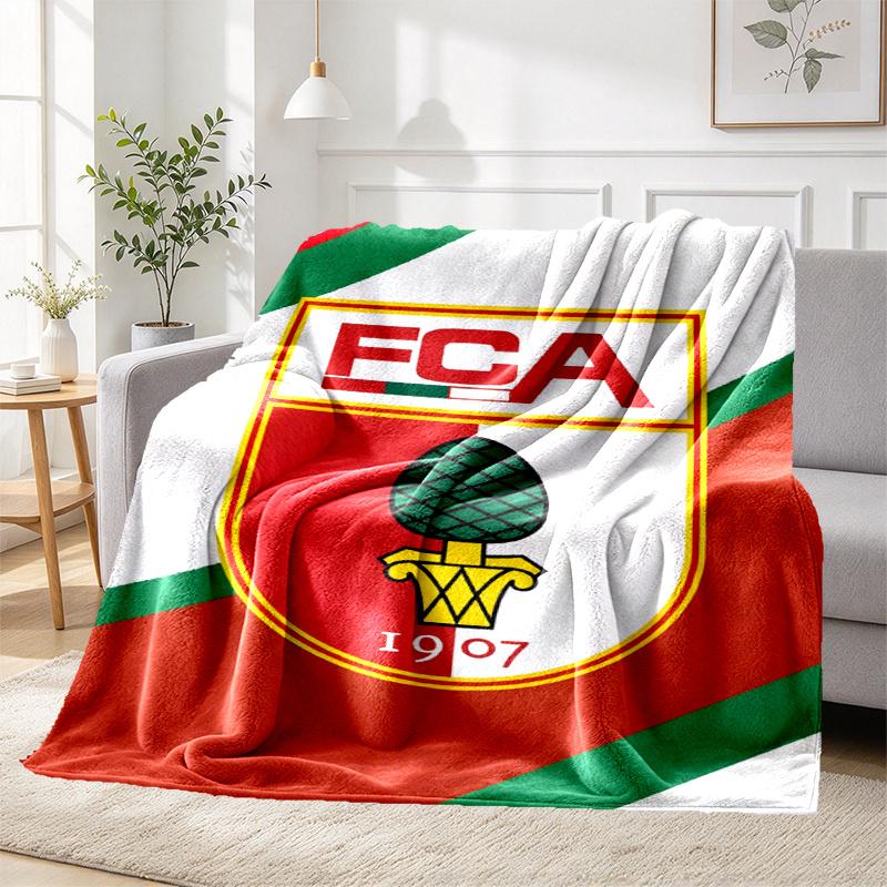 FC Augsburg Pattern Blanket for Home Decoration, Bed, Sofa, Car Travel, Camping, Suitable for All Seasons, Birthday Christmas Gift