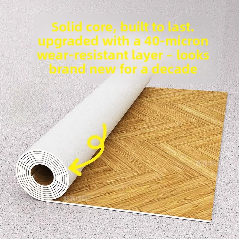 Durable PVC Leather Flooring Waterproof Wear Resistant Self Adhesive Floor Stickers for Living Room Hotel Shop Peel and Stick