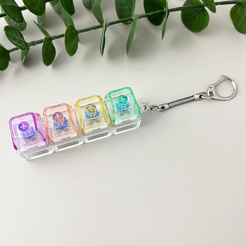 Transparent 4-Key Decompression Keychain with Light and Sound Effects