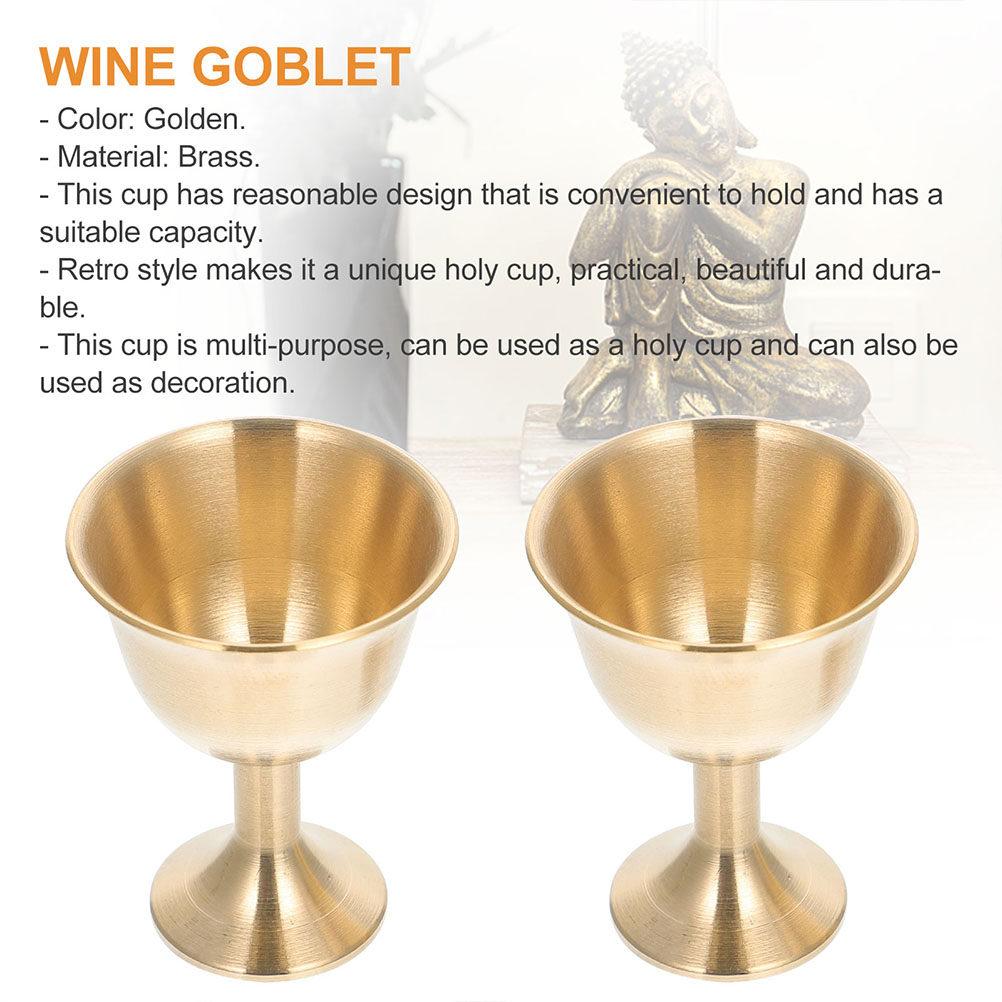 Retro Brass Temple Chalice Elegant Goblet for Ceremony Buddhist Decoration Solemn Grand Household Cups Luxury Brass Goblet