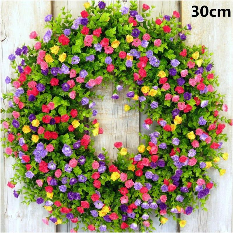 

Color Artificial Wreath Hanging Decor Spring/Summer Front Door Wreath Simulation Flower Wreath Decoration Windows Decoration FU