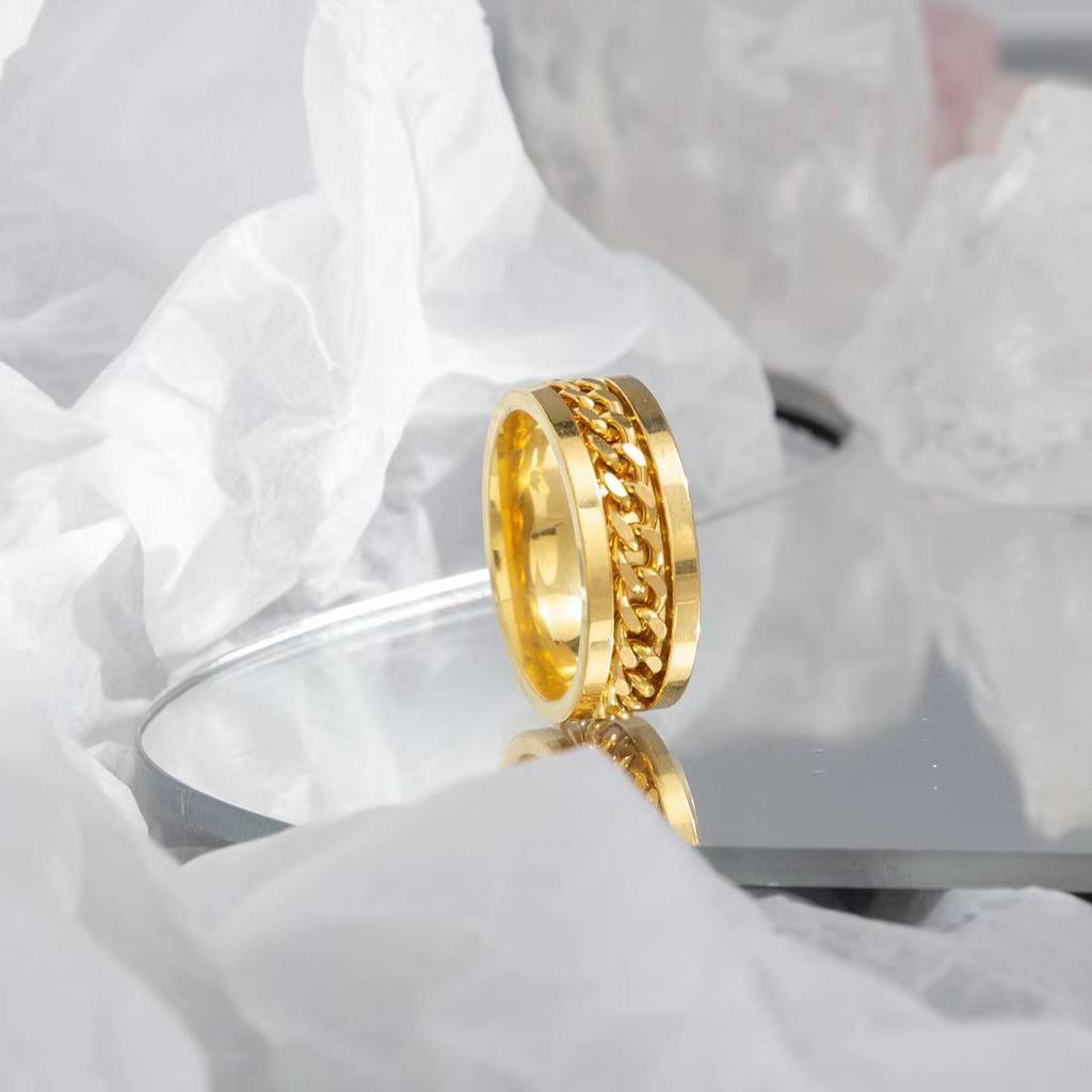 Herren Dominanter Drehbarer Edelstahl Kettenring - Trendiger, Nischen-, Anlaufbeständiger Titanschmuck