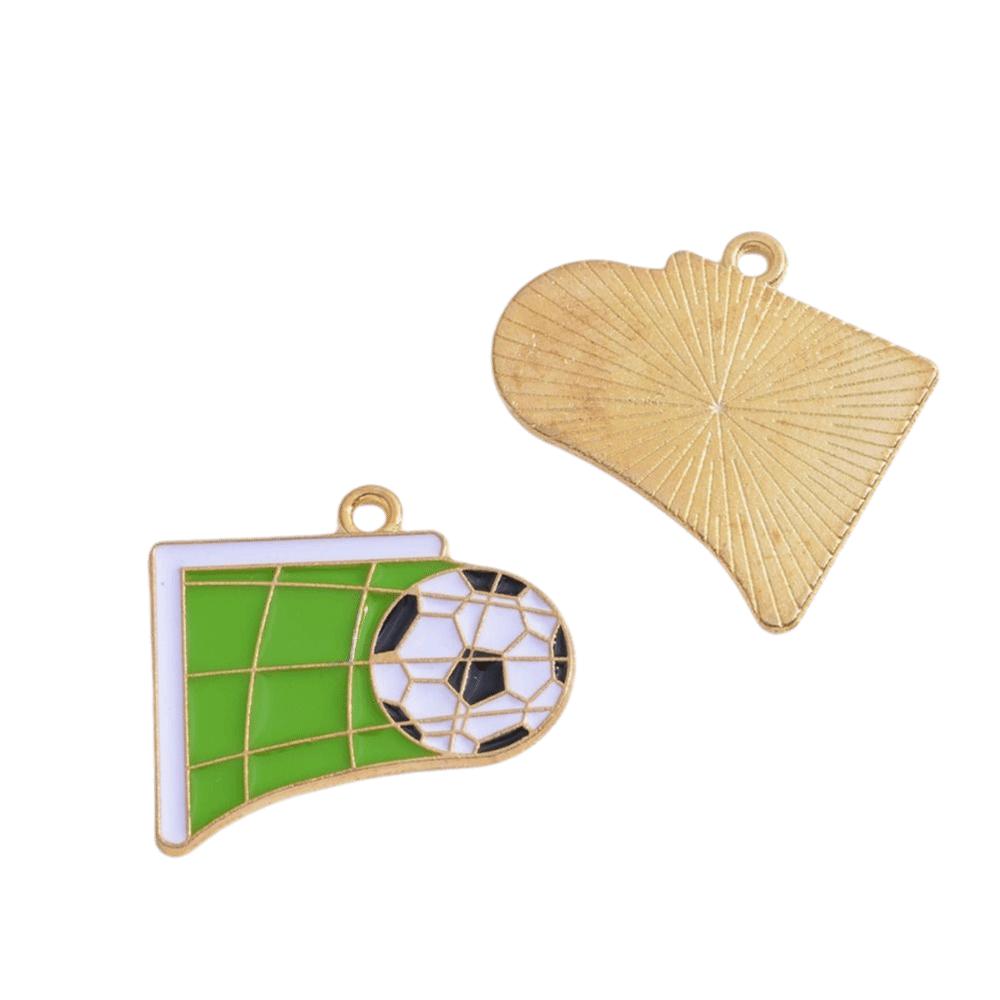 Enamel Design Football Series Pendant Green Color DIY Earrings Charms Necklace Making
