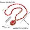 Vintage Red Crystal Sweater Necklace - Elegant and Versatile Pendant for Autumn/Winter Women