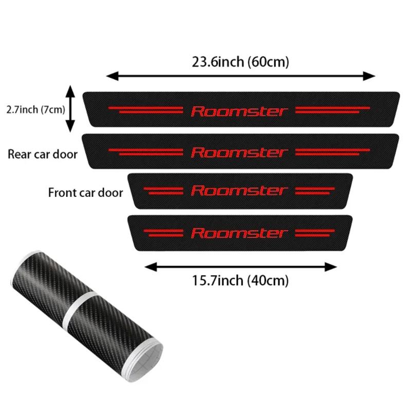 Car bon Fiber Car Sticker Door Threshold Scratch Waterproof For Skoda Roomster Logo Rear Trunk Bumper Guards Anti-Scratch Decal
