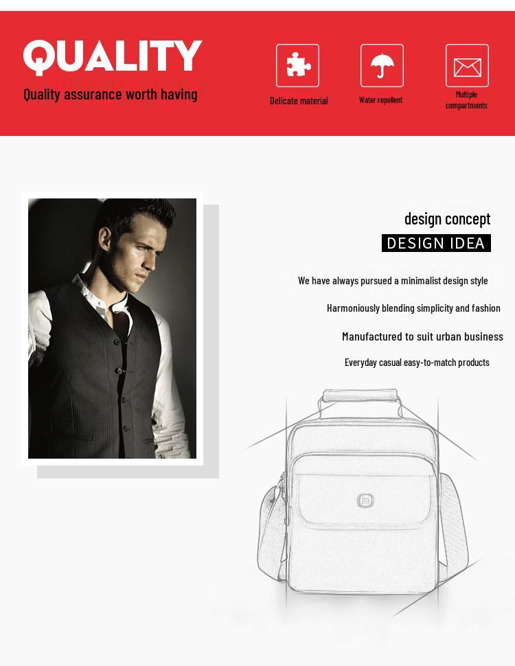 Swiss Army Knife Men's Oxford Shoulder Bag: Vertical Crossbody & Handbag for Business Commute