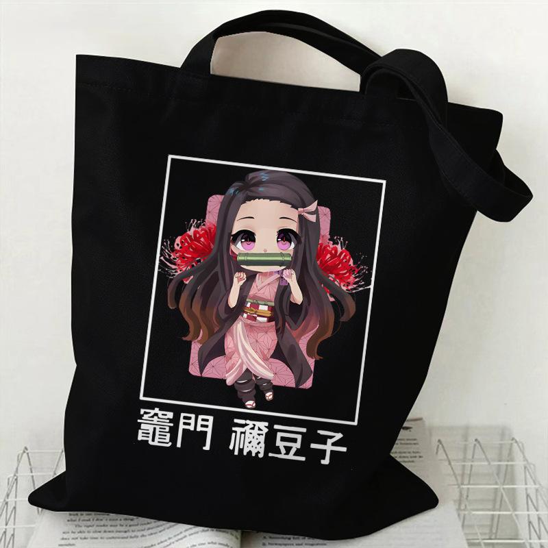 Japan cartoon comics Nezuko Kamado Demon Slayer Print Canvas Bag Stylish Women's Handbag Large Capacity Casual Shoulder Bag 7561 KTB