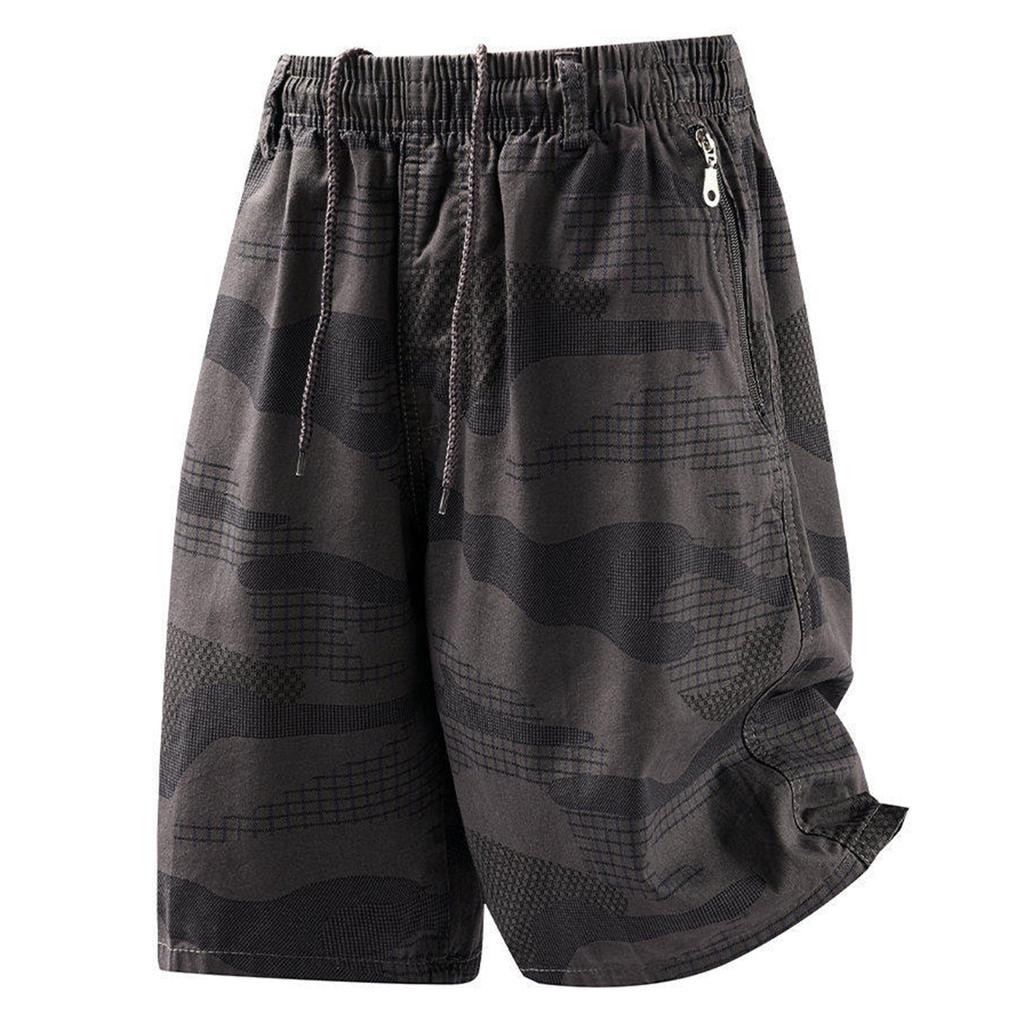 Men Drawstring Waist Relaxed Fit Shorts with Zipper Pockets Lightweight Breathable Casual Camouflage Pattern Shorts for Summer