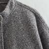 Fashion Solid Bombers Jacken Mantel Frauen Lose Outwear Mit Knopf Langarm Tops Grau Frühling Casual Weibliche Tasche Jacke Ins