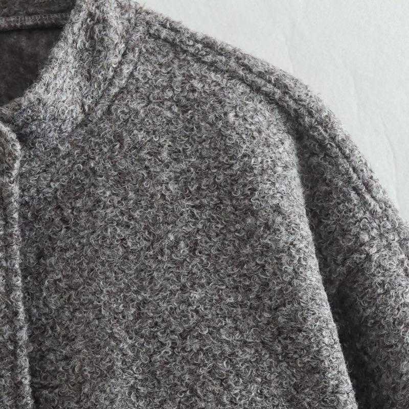 Fashion Solid Bombers Jacken Mantel Frauen Lose Outwear Mit Knopf Langarm Tops Grau Frühling Casual Weibliche Tasche Jacke Ins