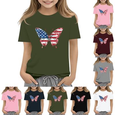 Children's Round-Neck Independence Day Short-Sleeved Casual T-shirt Top