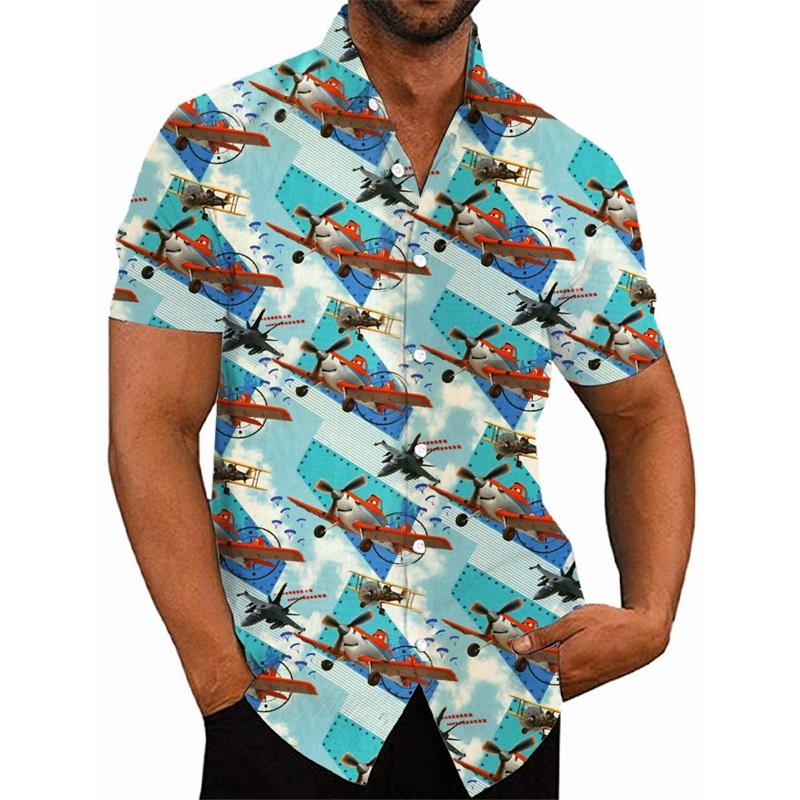 

3d Print Fighter Plane Graphic Shirt For Men Summer Casual Oversized Hawaiian Shirts & Blouses Streetwear Men s Button Up Shirt XL
