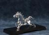 Glass Square Good Fortune Charm: Running Glass Horse (Small) - Symbolizing Vitality, Drive, and Energy To Enhance Success. Transparent with Display St